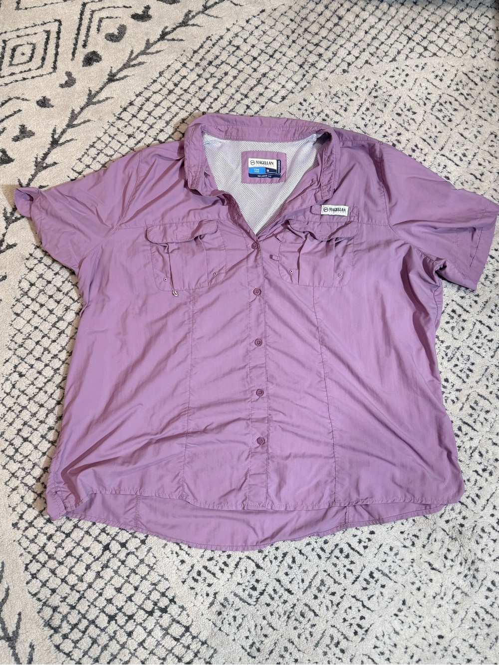 Magellan Outdoors Women's Button-Front Short Sleeve Shirt - Lilac